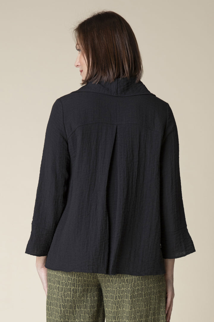 Black Swing Pocket Cowl Top