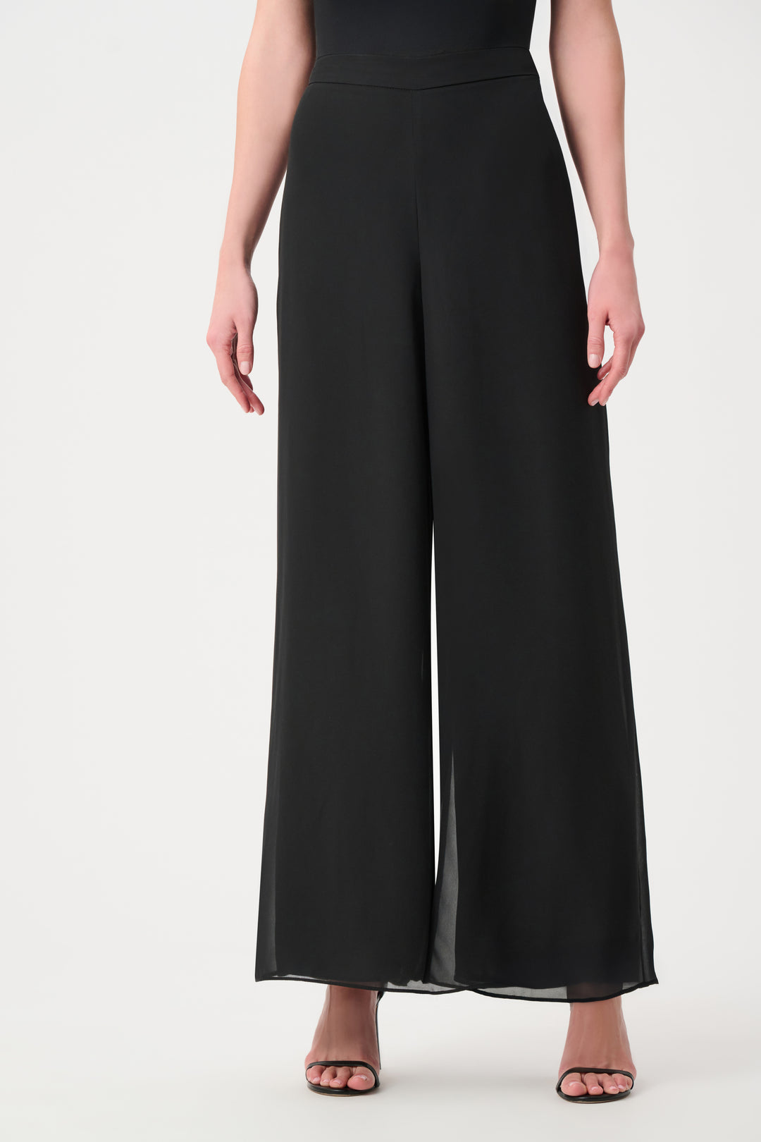 Black Wide Leg Chiffon Dressy Pant