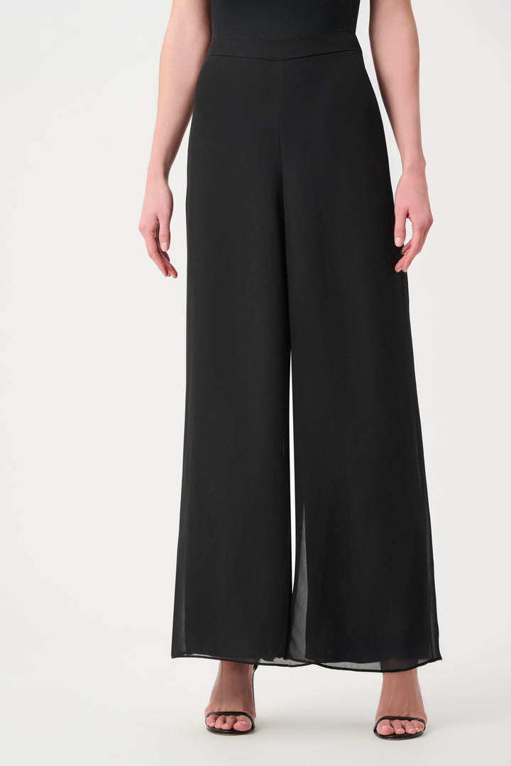 Black Wide Leg Chiffon Dressy Pant