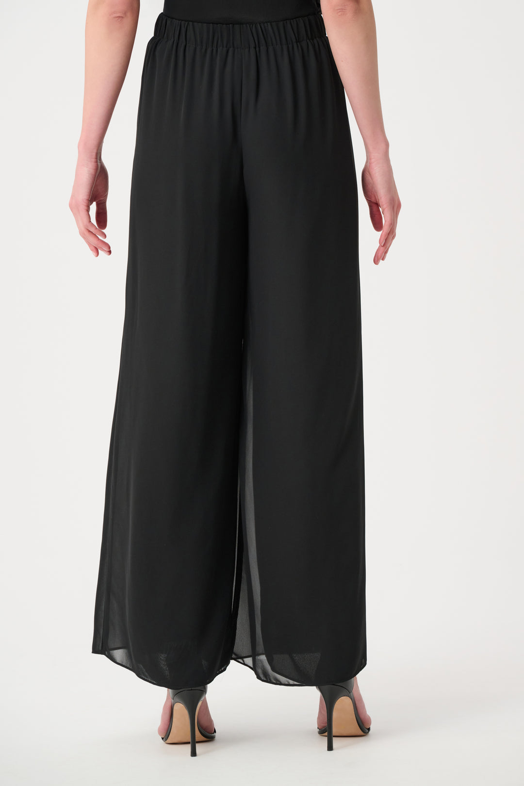 Black Wide Leg Chiffon Dressy Pant