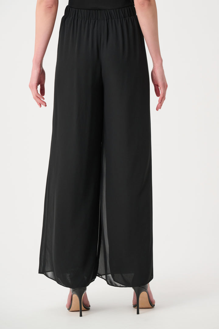 Black Wide Leg Chiffon Dressy Pant