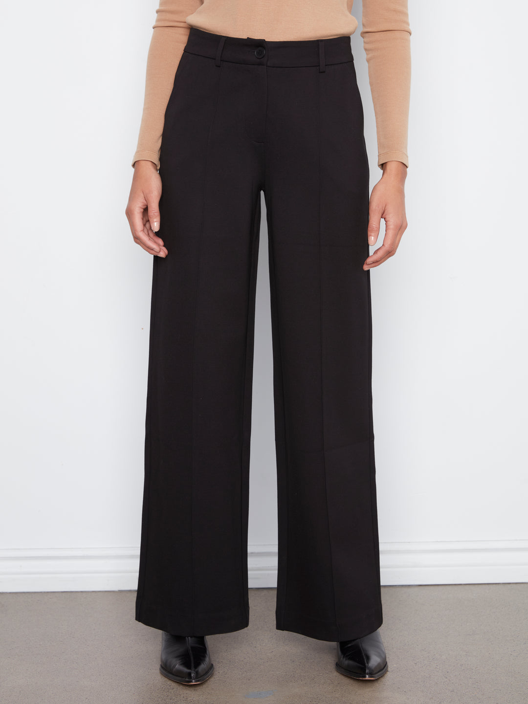 Black Wide Leg Ponte Pant