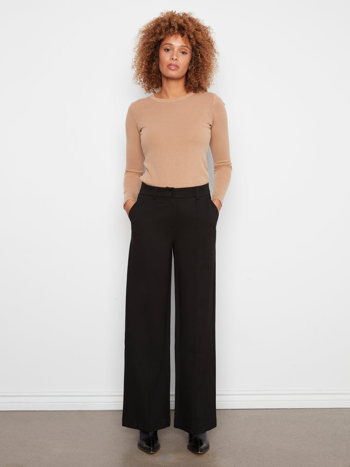 Black Wide Leg Ponte Pant