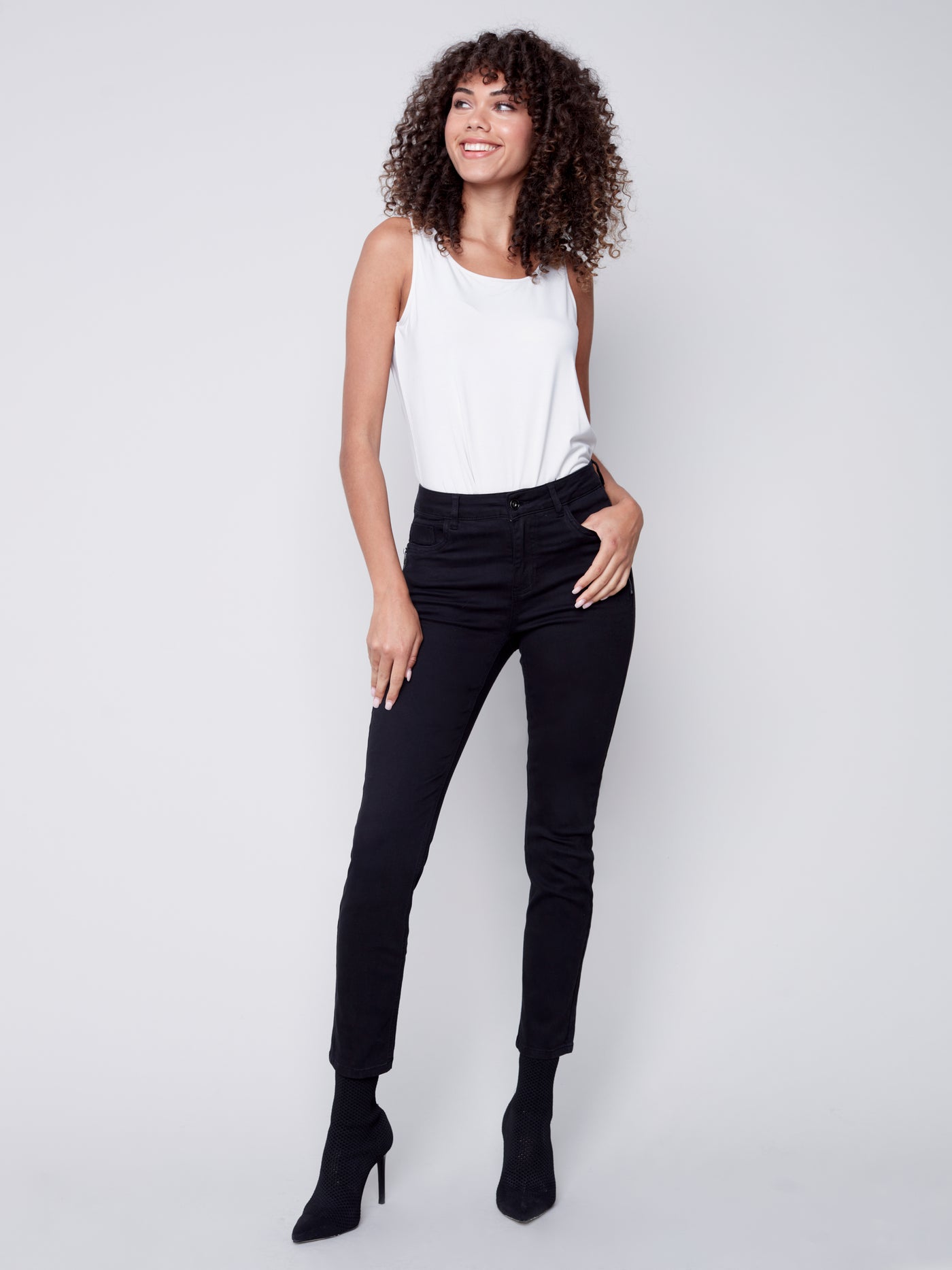 Black Zipper Pocket Detail Pant