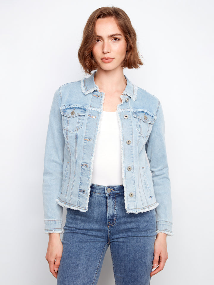 Bleach Blue Frayed Edge Denim Jacket