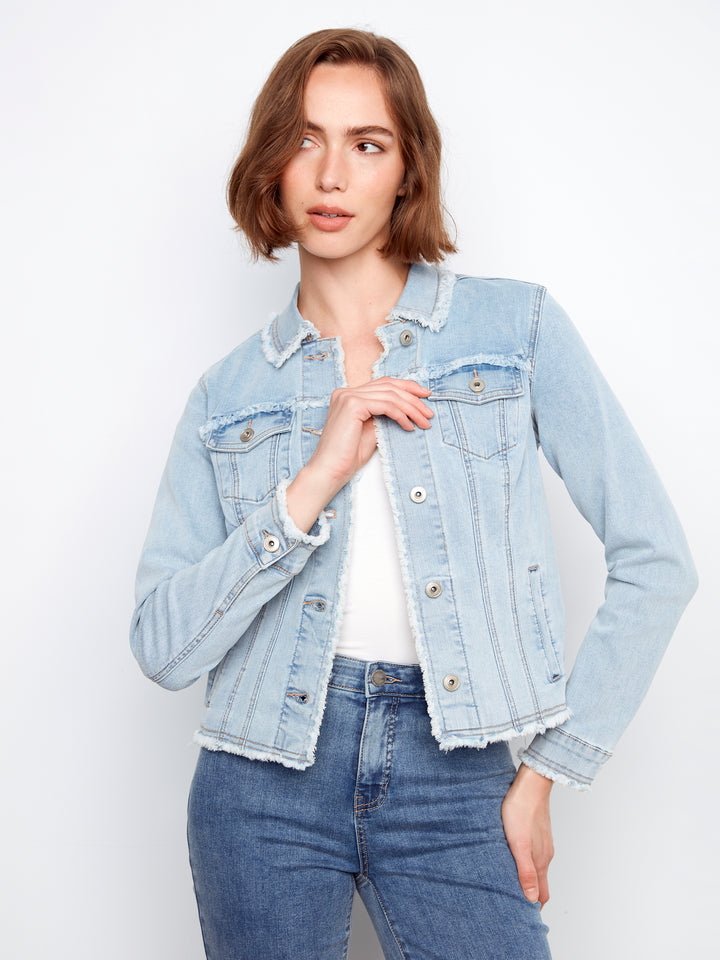 Bleach Blue Frayed Edge Denim Jacket