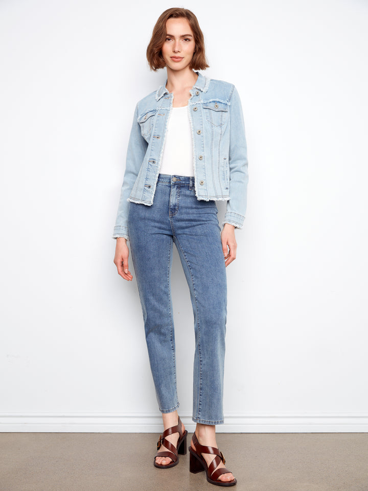 Bleach Blue Frayed Edge Denim Jacket