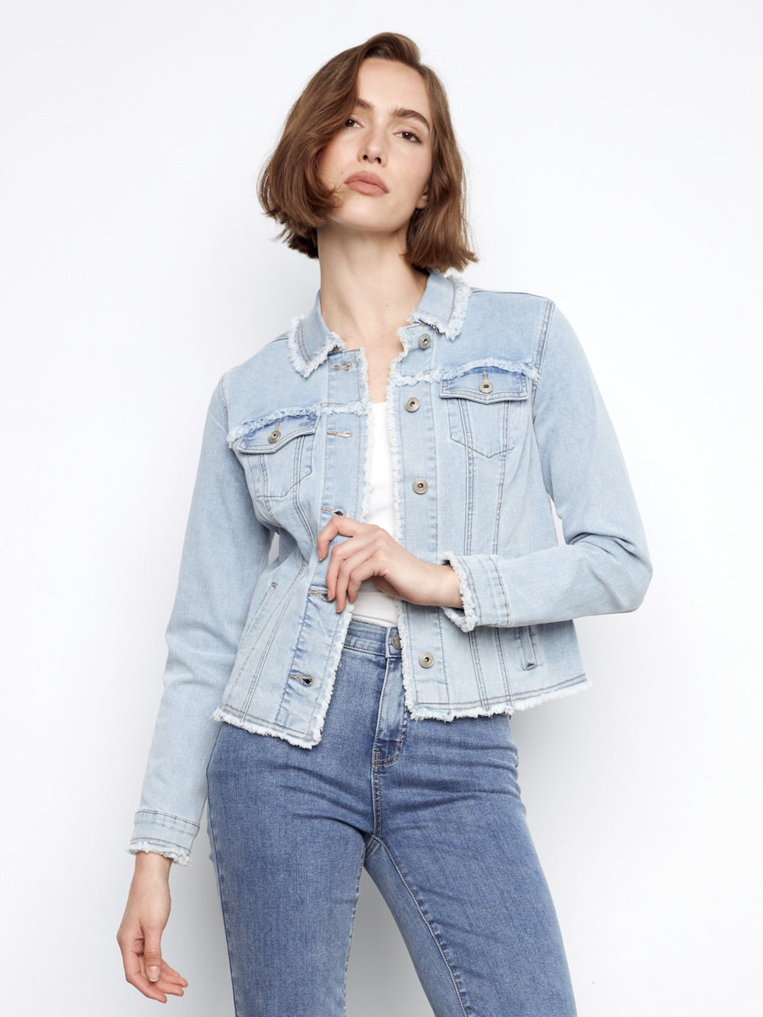 Bleach Blue Frayed Edge Denim Jacket