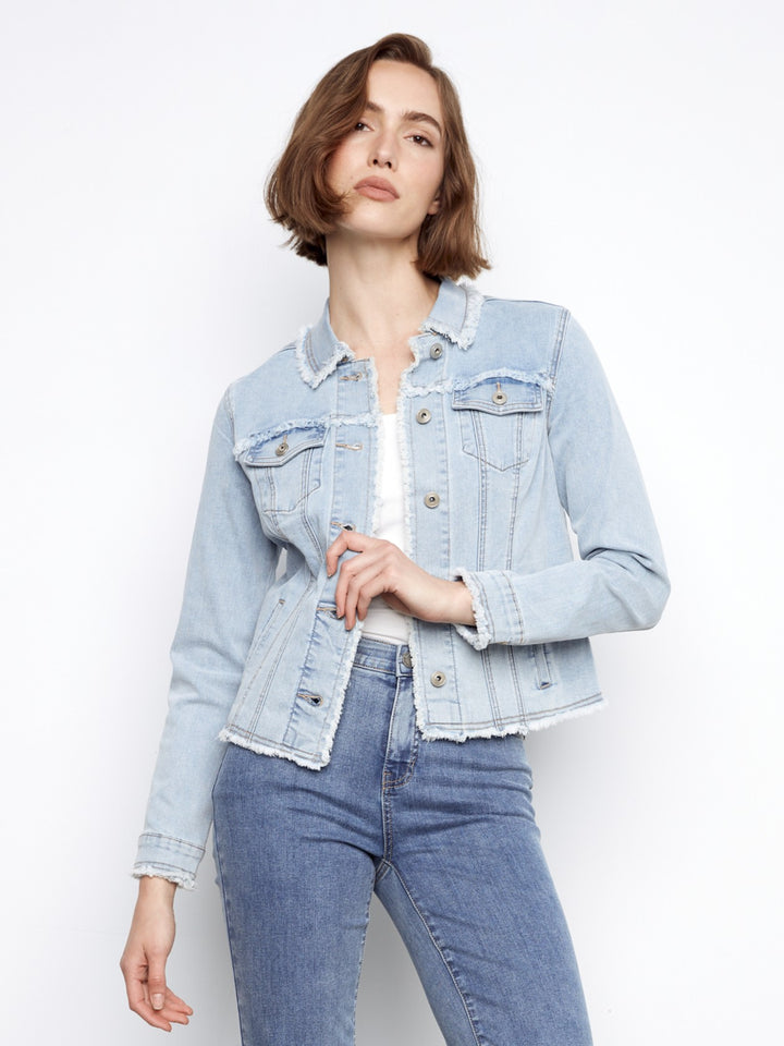 Bleach Blue Frayed Edge Denim Jacket