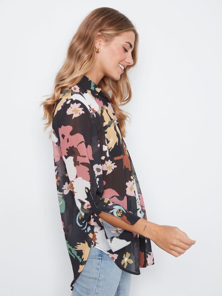 Bloom Print Crinkle Georgette Blouse