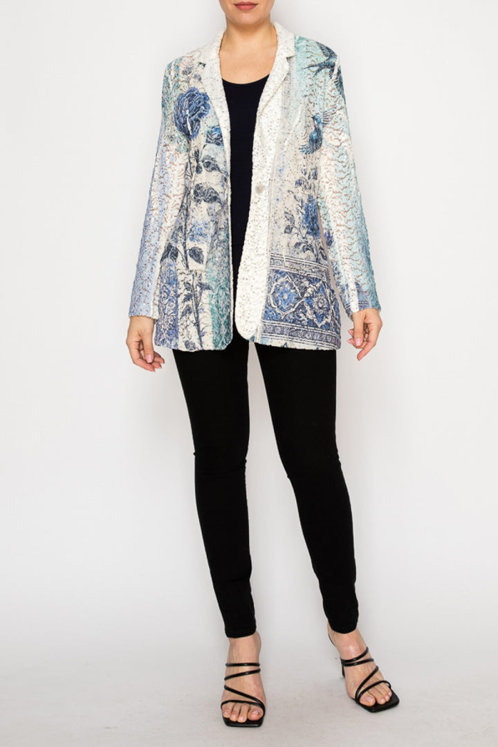 Blue Bird Sequin Lace Blazer