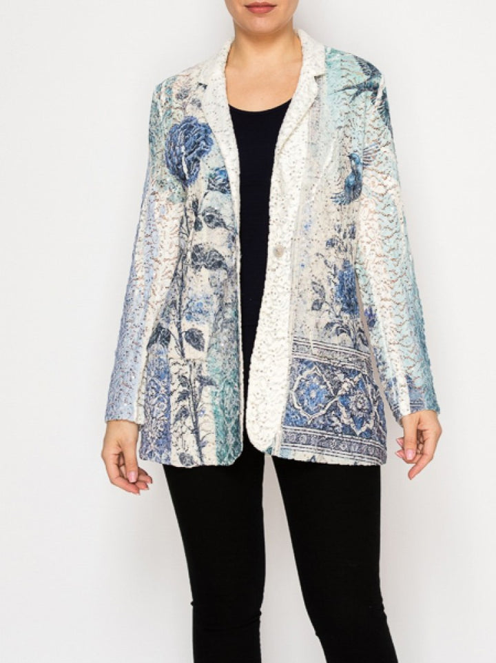 Blue Bird Sequin Lace Blazer