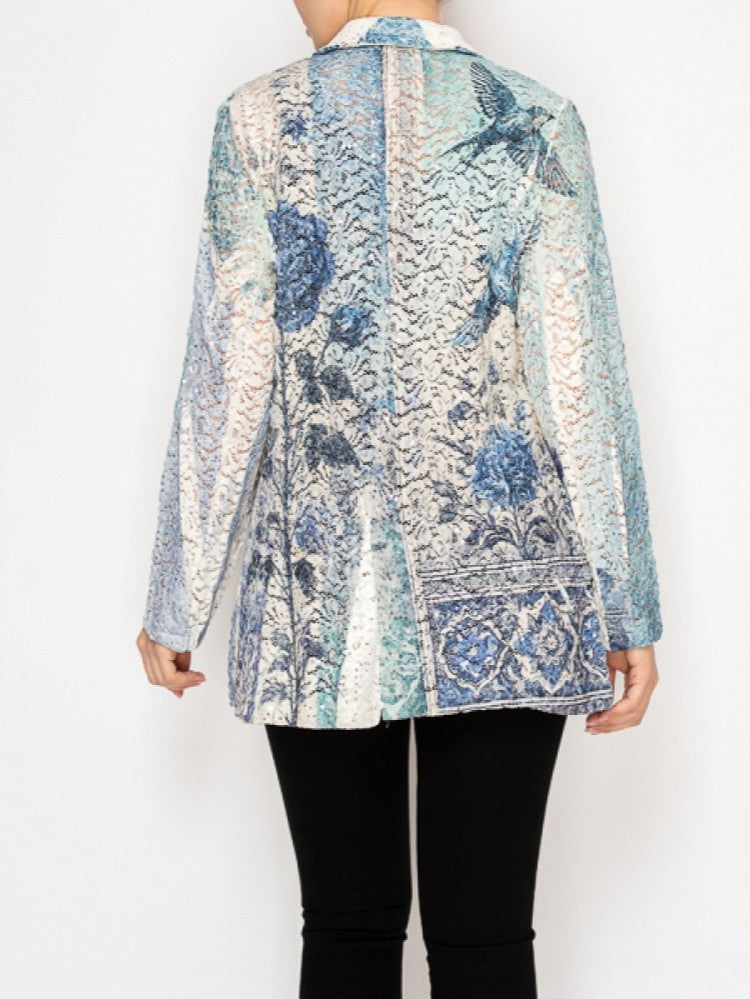 Blue Bird Sequin Lace Blazer