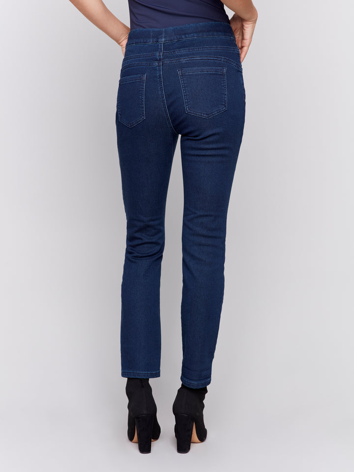 Blue Black Knit Denim Jogger Pant
