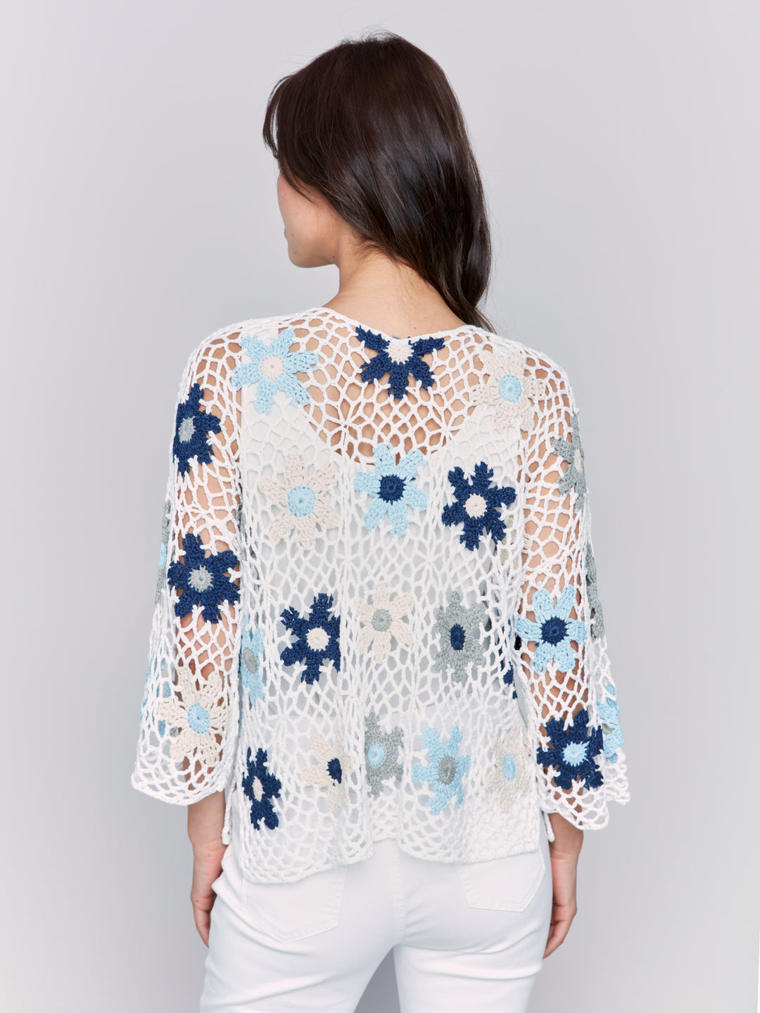 Blue Floral Hand Crochet Top