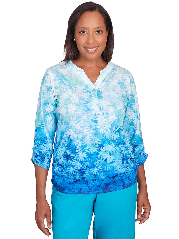 Blue Ombre Leaves Top