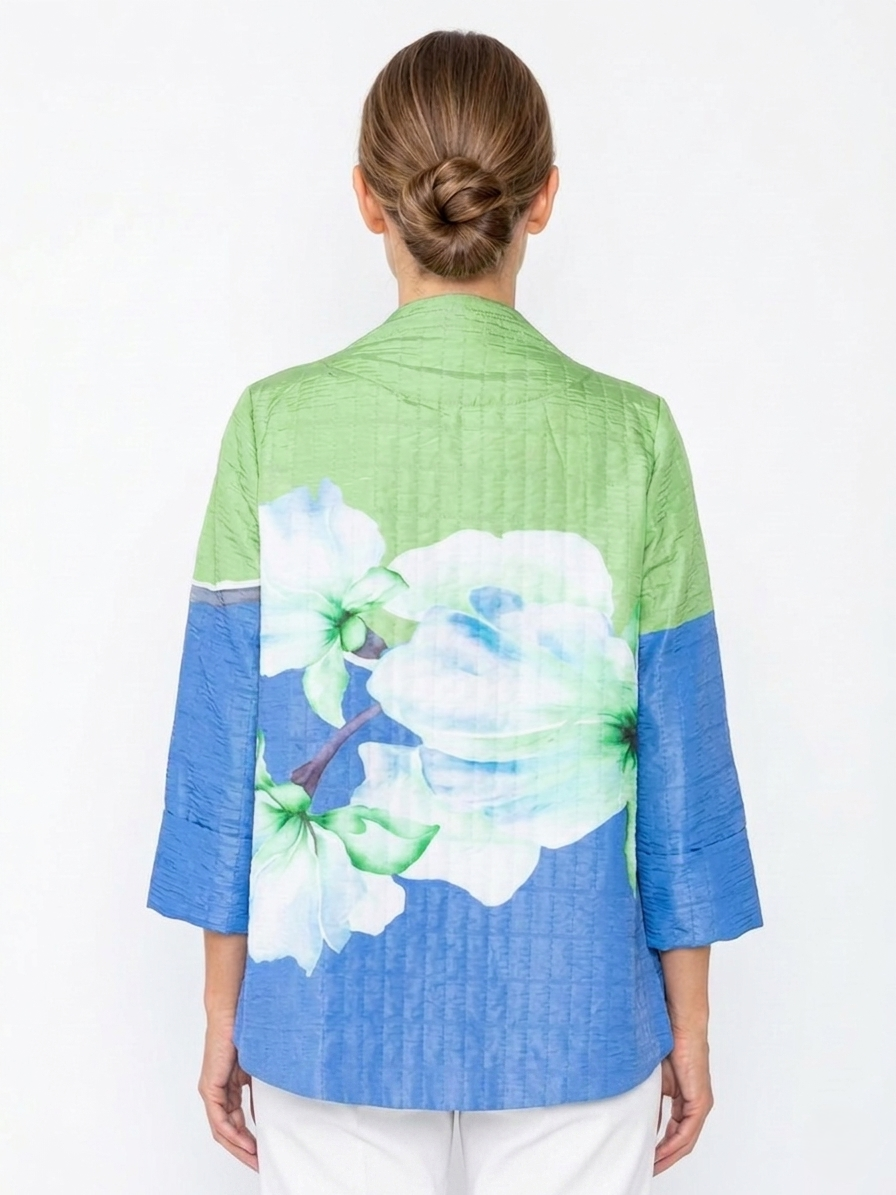 Blue Orchid Print Textured Jacket