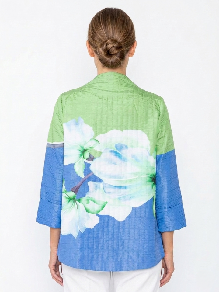 Blue Orchid Print Textured Jacket