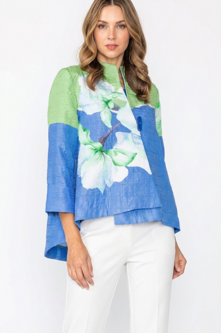 Blue Orchid Print Textured Jacket
