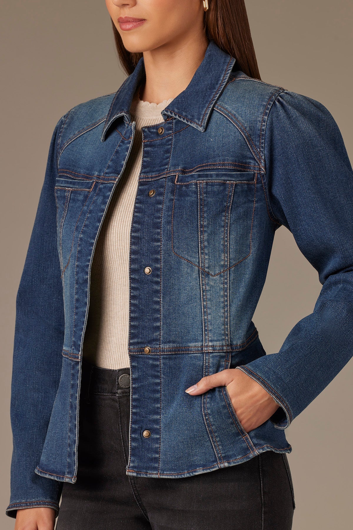 Blue Peplum Jean Jacket | Cathy Allan Ladieswear