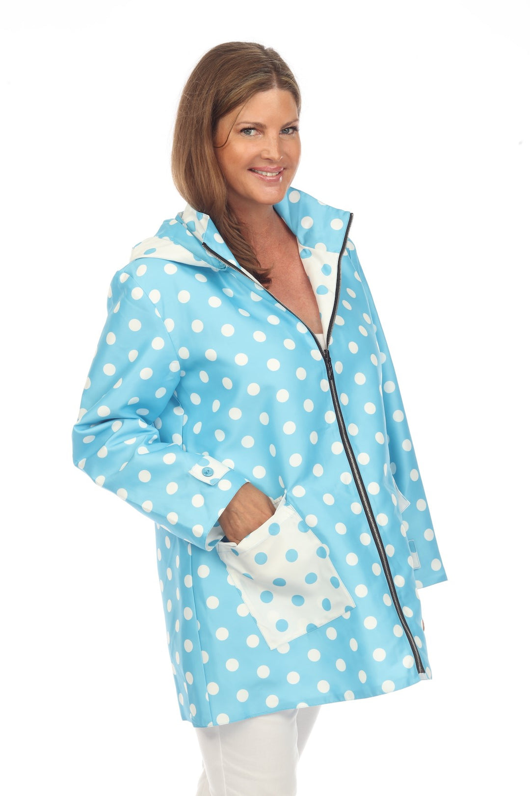 Blue Polka Dot Reversible Raincoat