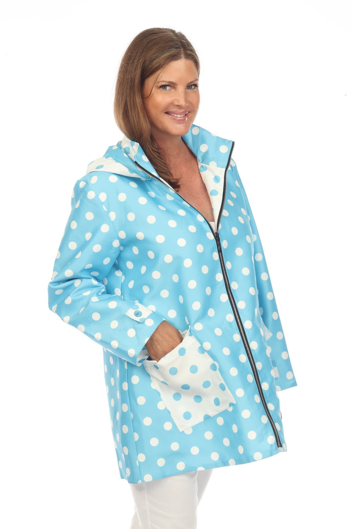 Blue Polka Dot Reversible Raincoat
