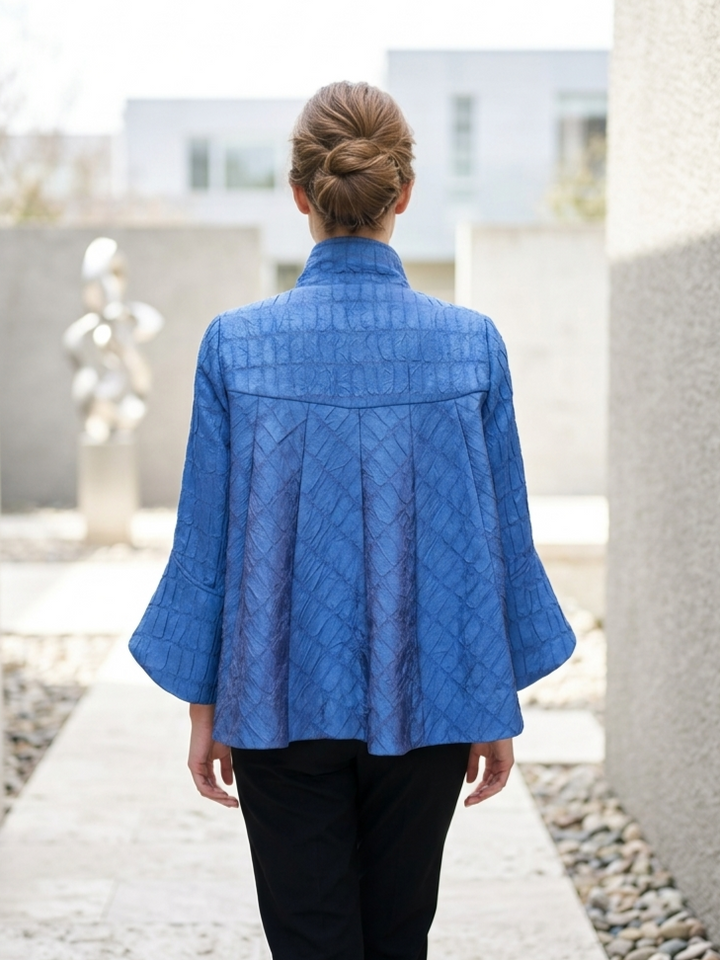 Blue Pucker Textured Jacket