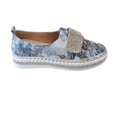 Blue Rhinestone Strap Sneaker