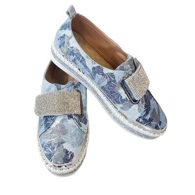 Blue Rhinestone Strap Sneaker