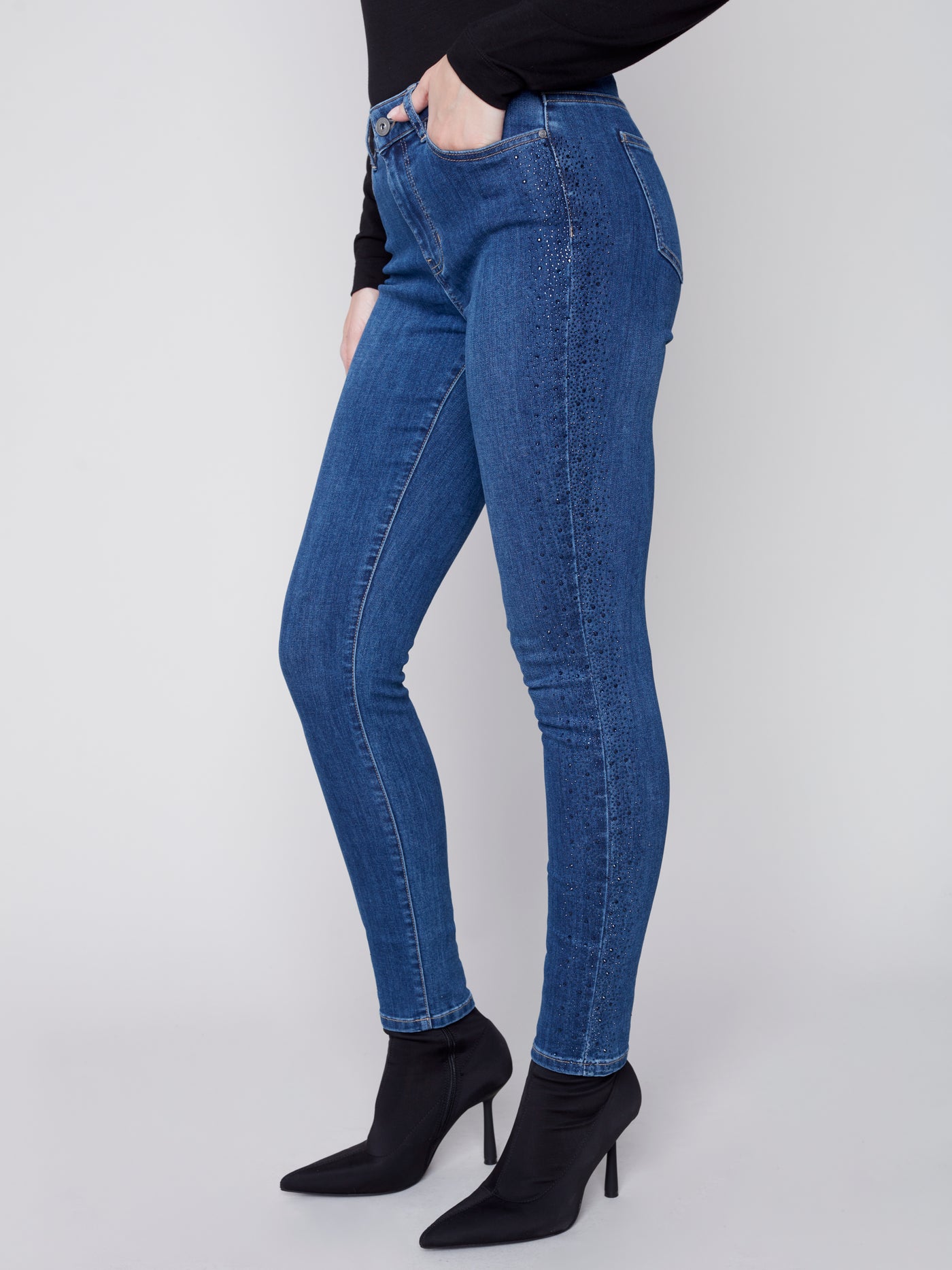 Blue Skinny Leg Jean with Crystals