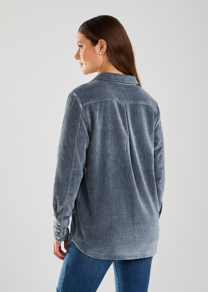 Blue Textured Velvet Shacket