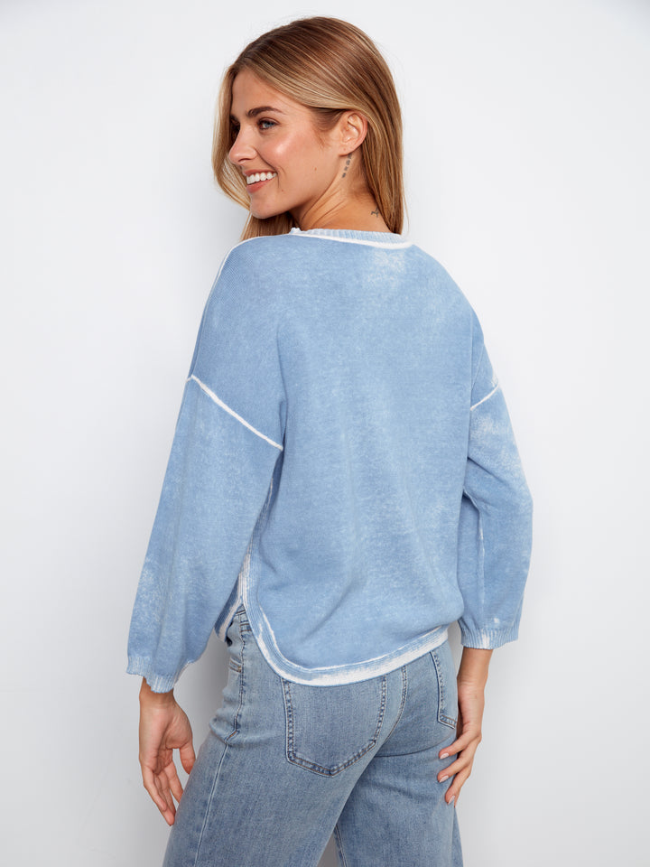 Bluebell Reverse Print Curved Hem Sweater