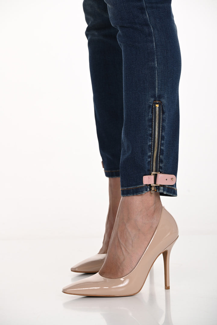 Blush Embellished Zip Ankle Jean