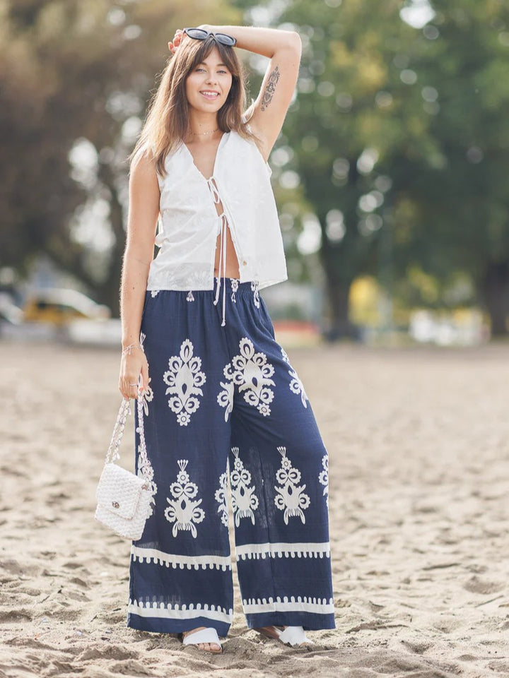 Boho Print Wide Leg Pant
