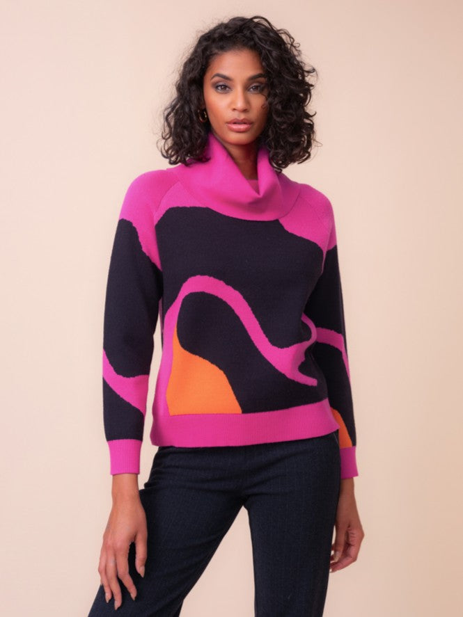 Bold Abstract Design Big Cowl Sweater