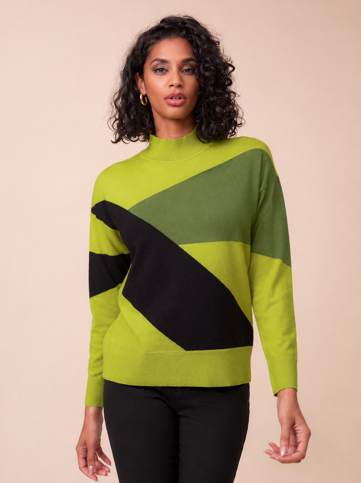 Bold Asymmetrical Colour-Blocked Sweater