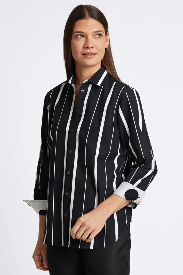 Bold Stripe No Iron Boyfriend Shirt