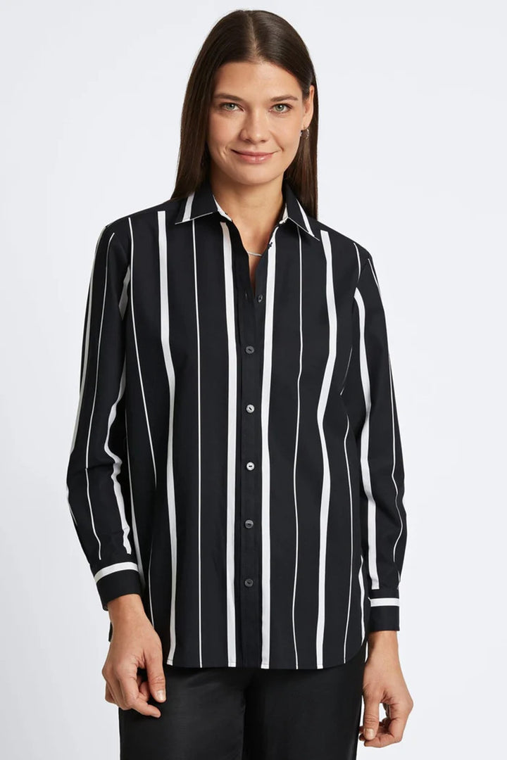 Bold Stripe No Iron Boyfriend Shirt