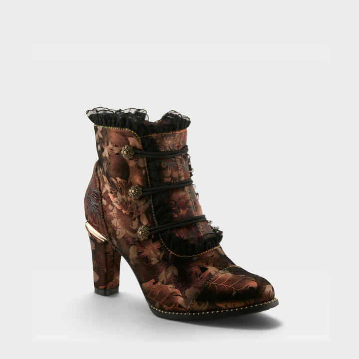 Boldaslove Ruffled Floral Ankle Boot