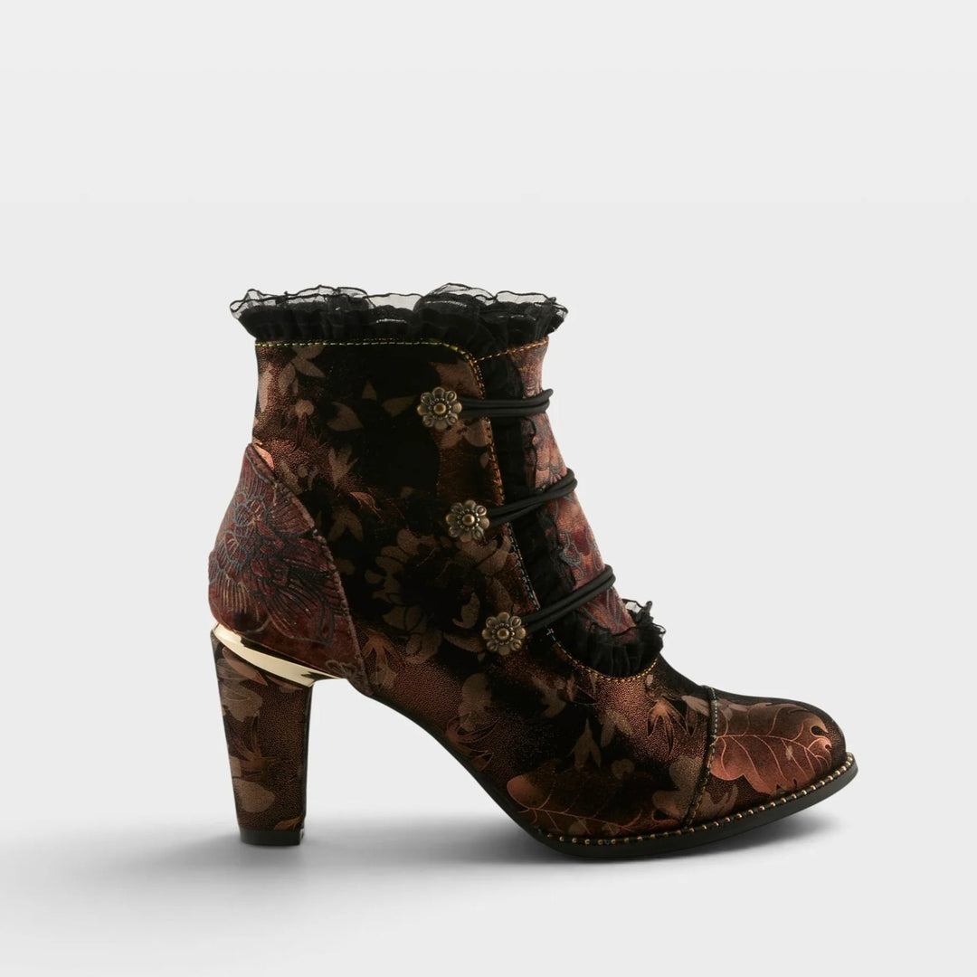 Boldaslove Ruffled Floral Ankle Boot
