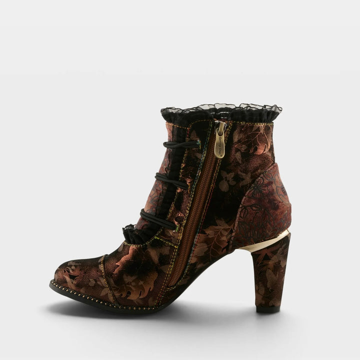 Boldaslove Ruffled Floral Ankle Boot