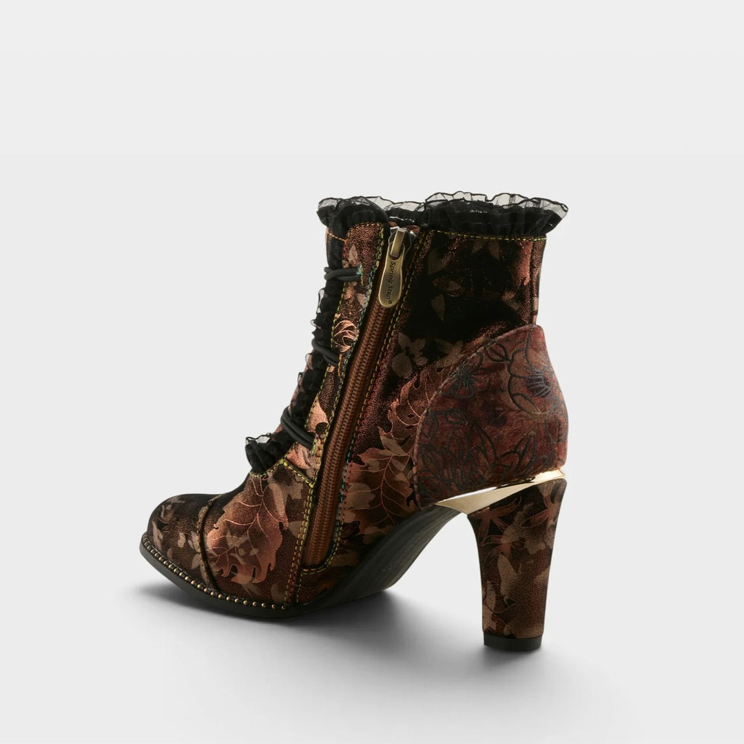 Boldaslove Ruffled Floral Ankle Boot