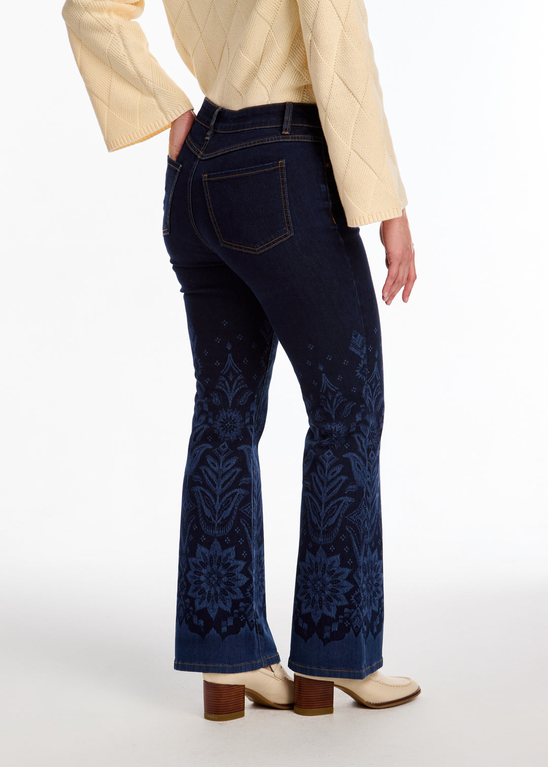 Border Print Olivia Flare Leg Jean