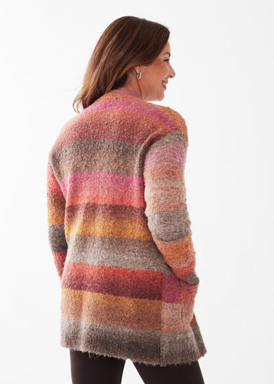 Boucle Striped Space Dye Cardigan