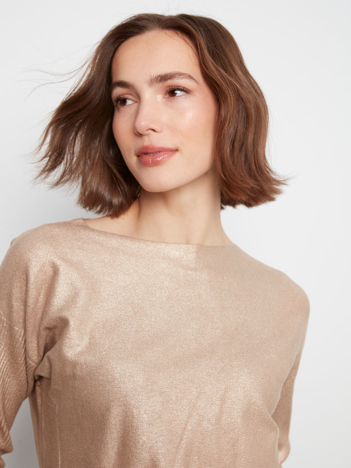 Brass Lace-Up Back Plushy Knit Sweater