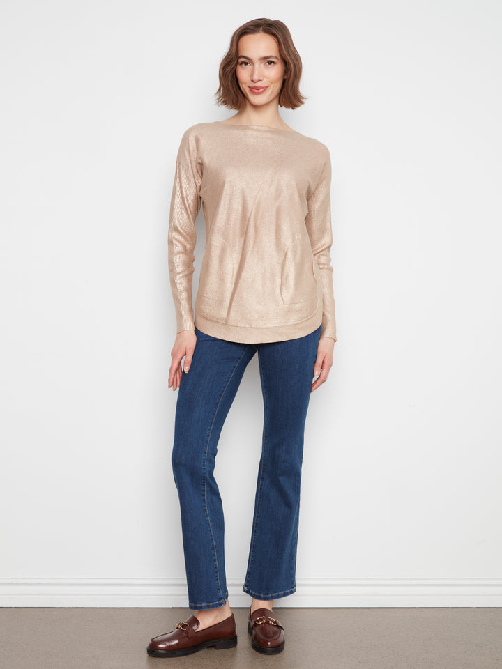 Brass Lace-Up Back Plushy Knit Sweater