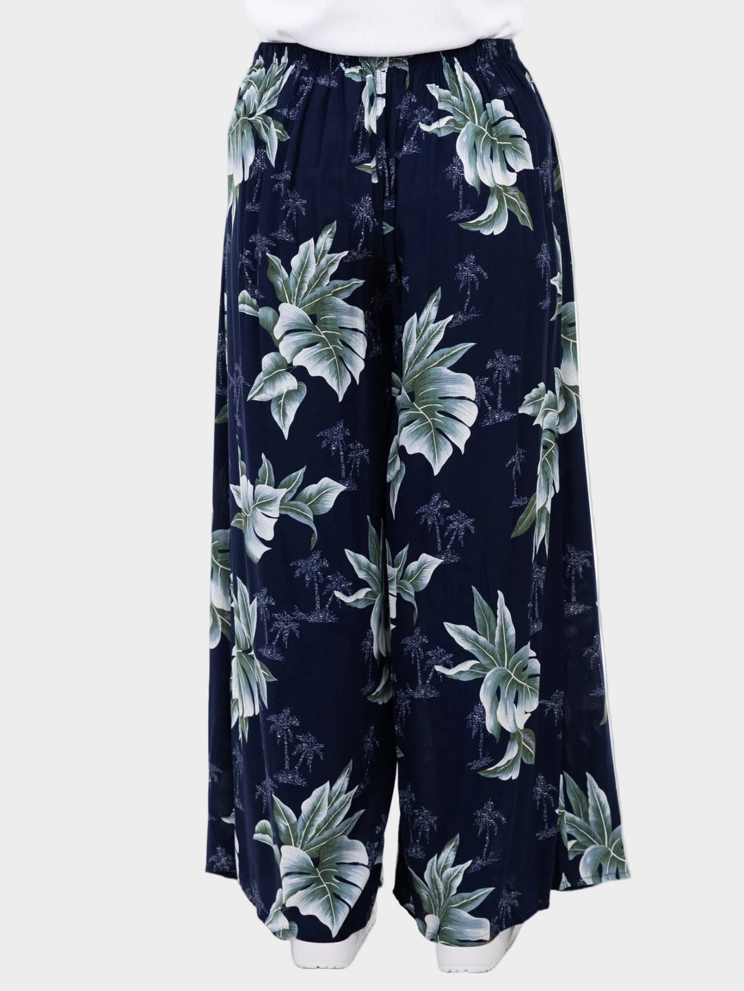 Breezy Palm Print Mix Wrap Pant