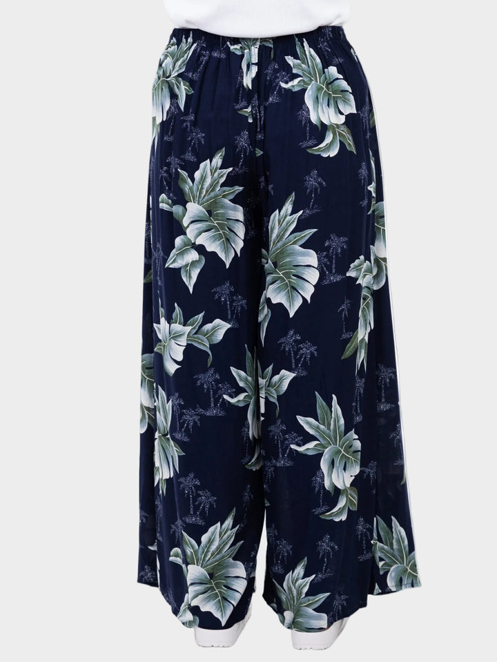 Breezy Palm Print Mix Wrap Pant