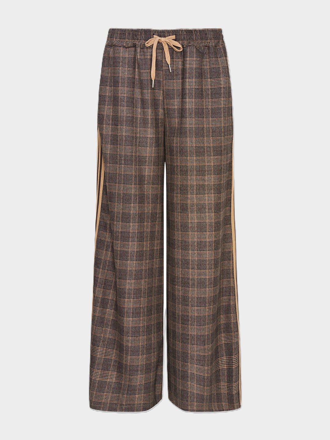 Brown Plaid Wide Leg Pant