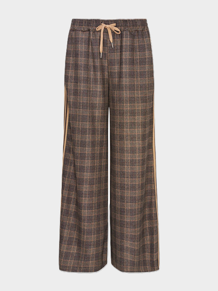 Brown Plaid Wide Leg Pant